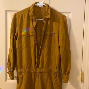 Long sleeve loft mustard jumpsuit